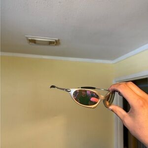 Metallic Gold Sport Sunglasses with Mirrored Lenses